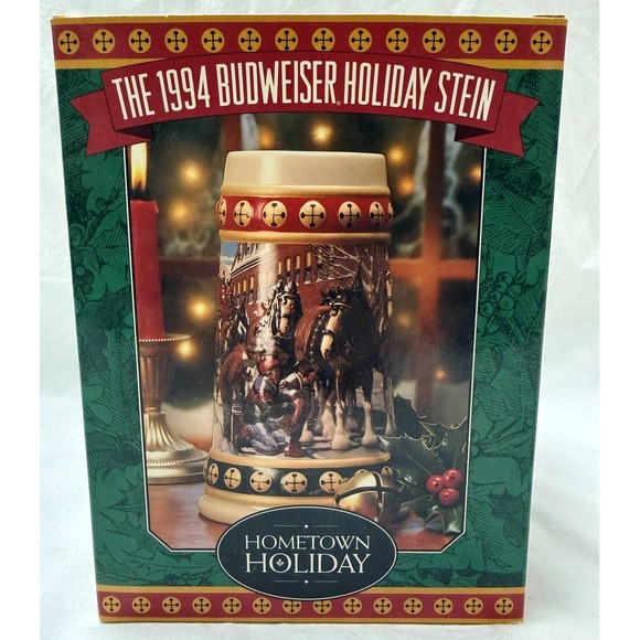 Anheuser-Busch Other - Vintage 1994 Budweiser Holiday Beer Stein Hometown Holiday With Box & COA